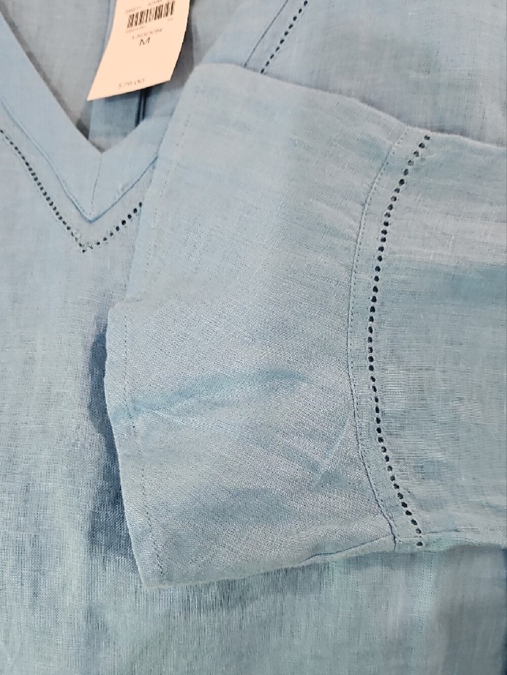 J. Jill NWT Light Blue Linen V-Neck Tunic - Picture 5 of 5
